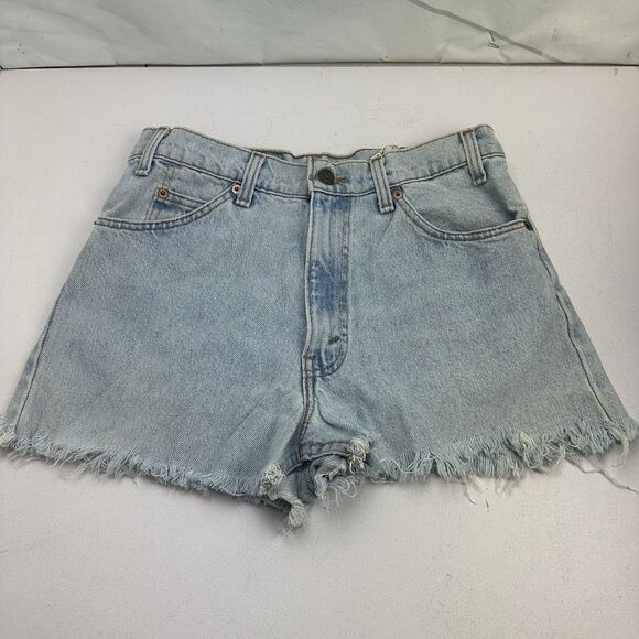 Vintage 90s Levis Jean Shorts 32 Orange Tab 550 USA Jorts Relaxed Cut Off Denim - Picture 1 of 11